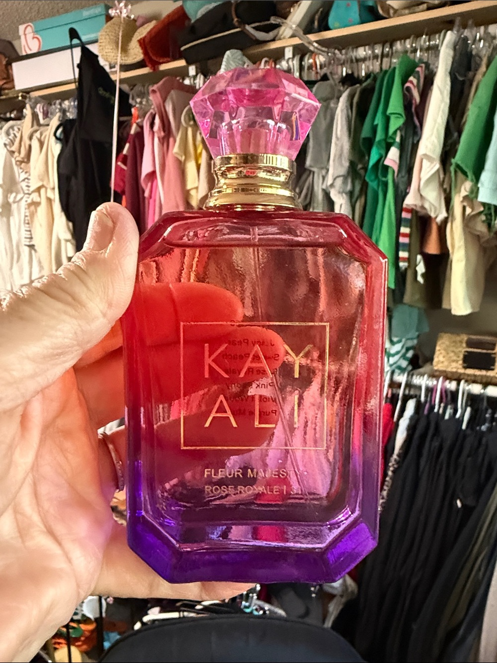 KAY A Fleur Majesté Rose-Rouge Perfume — Pink and Purple Bottle